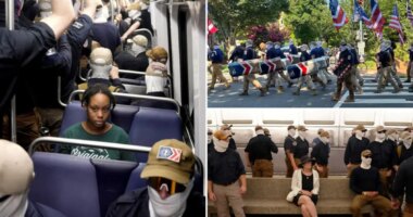 Chilling photo shows black woman on DC train surrounded by white supremacist thugs