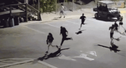 A large group running