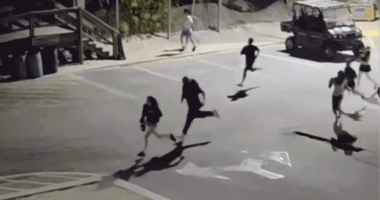 A large group running