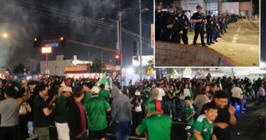 Mexico World Cup fans go wild in LA before cops swoop in