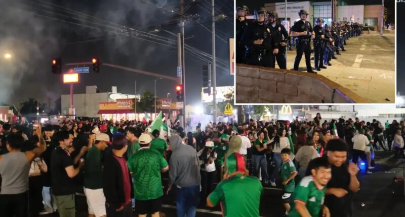 Mexico World Cup fans go wild in LA before cops swoop in