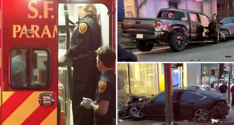 Police pursuit ends in crash, 9 rushed to San Francisco hospital