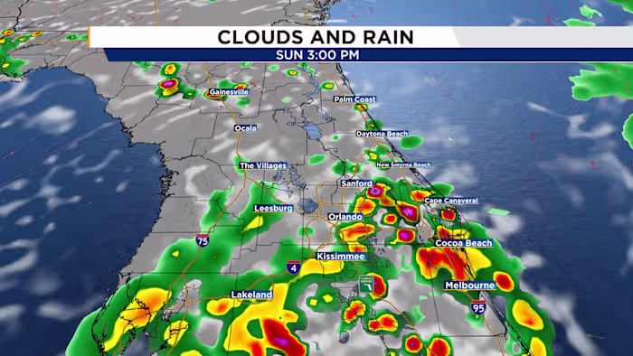 Scattered Sunday storms and sweltering high temperatures