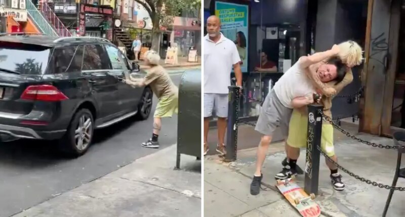 Skateboarder, Mercedes driver battled over prime NYC parking spot in wild video: police
