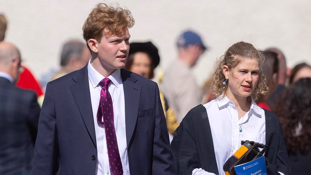 Sophie and Prince Edward proudly pose with Lady Louise Windsor, 22, in new official portraits after she graduated from St Andrews in front of her boyfriend Felix - and now 'down-to-earth' royal plans to take a gap year