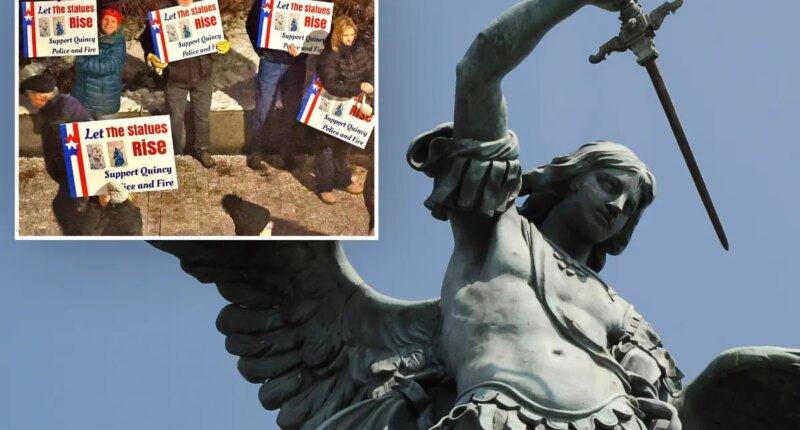 St Michael statue blocked from Massachusetts city building as state Supreme Court showdown looms