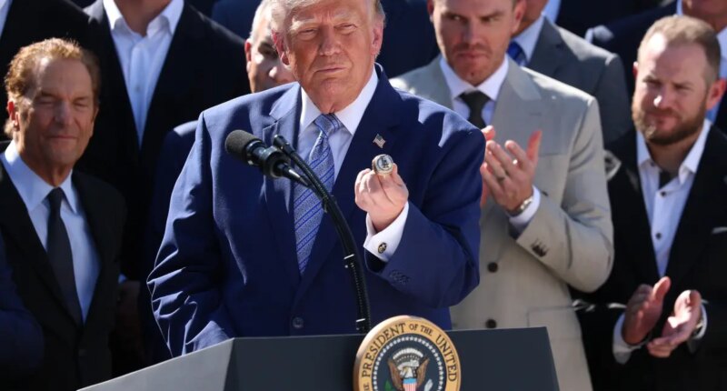 Trump reveals World Series 'bet' with Canadian PM — as he shows off Rose Garden to MLB champs