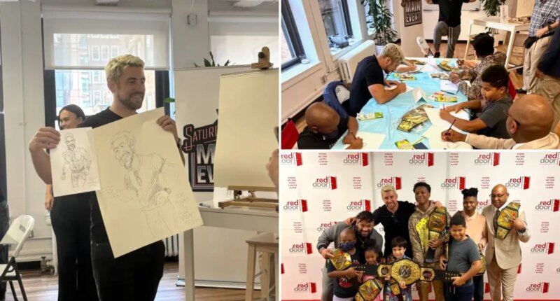 WWE's Jacob Fatu, Joe Hendry help at art class with Red Door Community