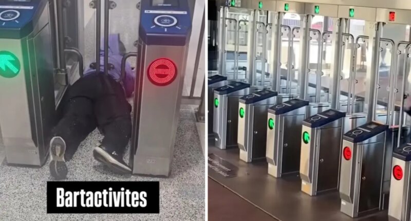 Wild video captures moment woman is snared by new traps at San Francisco BART station