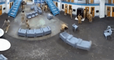Wild video shows inmates rioting inside jail after frustrations over access boil over