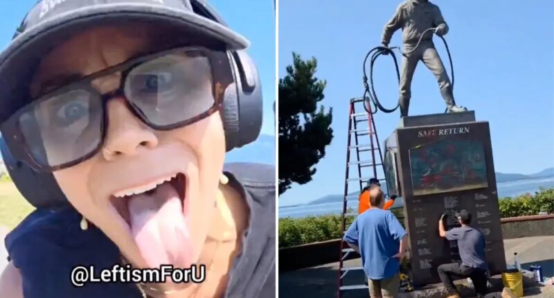 Woke Washington woman goes nuts, gets arrested after mistaking fishermen statue rope for noose