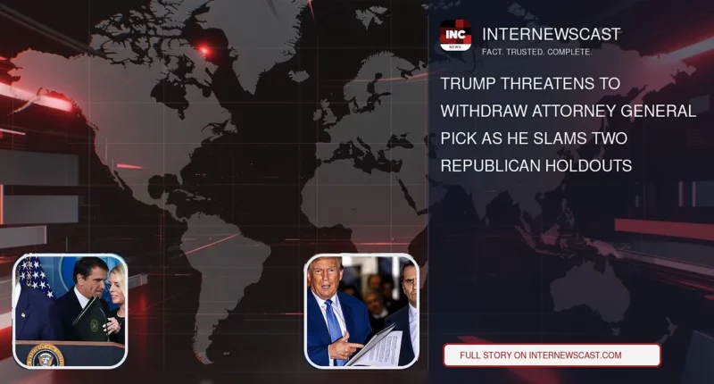 Trump Threatens to Withdraw Attorney General Pick as He Slams Two Republican Holdouts - Internewscast Journal