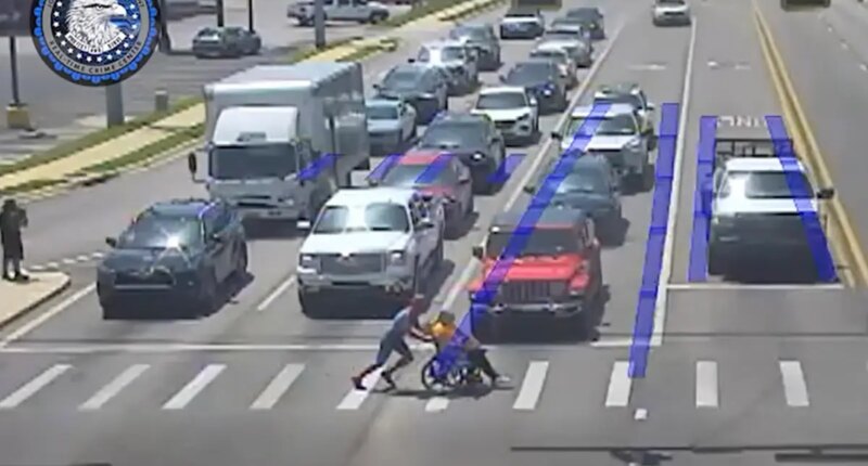 ‘Spider-Man’ superhero, 20, saves the day helping man in wheelchair pass six lanes of traffic