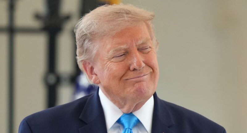 Donald Trump wearing a blue tie.
