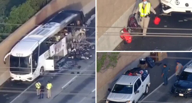 Deadly tour bus fire in Hacienda Heights closes 60 Freeway