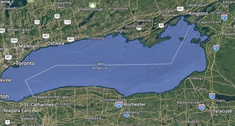 Google Maps changes Lake Ontario to 'Lake America' in US