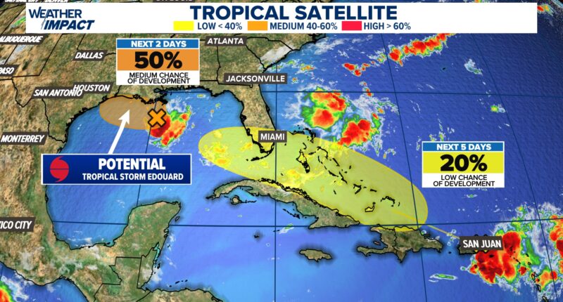 Main impacts from this system will range from Louisiana to Southeast Texas through Wednesday.