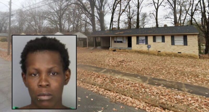Inset: Keenia Haynes (Shelby County Sheriff's Office). Background: The home in Memphis, Tenn., where Keenia Haynes allegedly left four of her kids home alone (Google Maps).