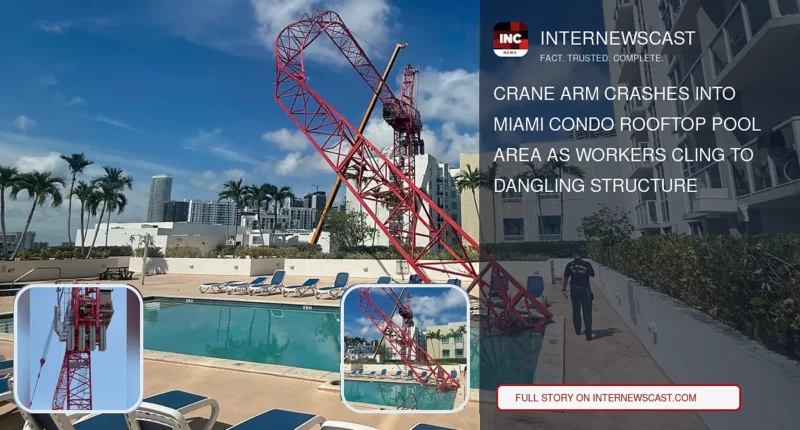 Crane Arm Crashes Into Miami Condo Rooftop Pool Area as Workers Cling to Dangling Structure - Internewscast Journal
