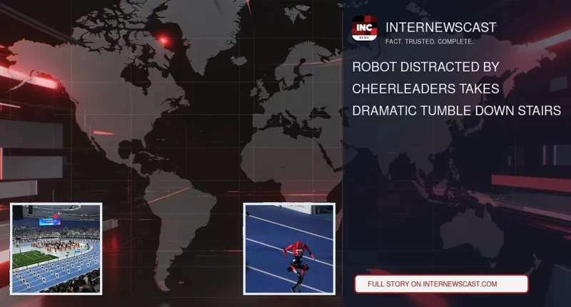 Robot Distracted by Cheerleaders Takes Dramatic Tumble Down Stairs - Internewscast Journal