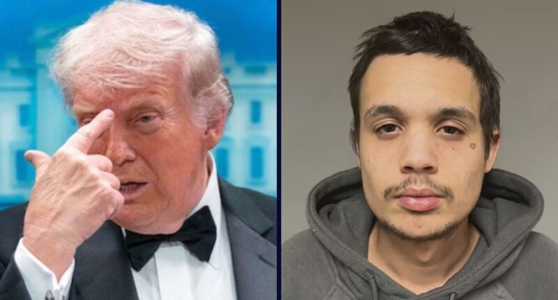Left: President Donald Trump gestures as he speaks in the James Brady Press Briefing Room at the White House after a shooting incident outside the ballroom at at the annual White House Correspondents' Association dinner in Washington, Saturday, April 25, 2026 (AP Photo/Jose Luis Magana). Right: Keegan Lagasse (WCAX).