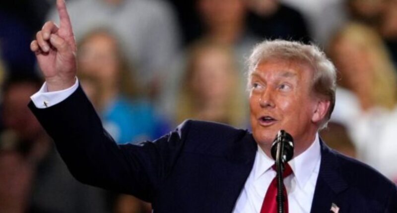 Donald Trump pointing in the air