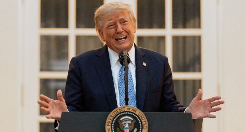 Donald Trump in the Rose Garden.