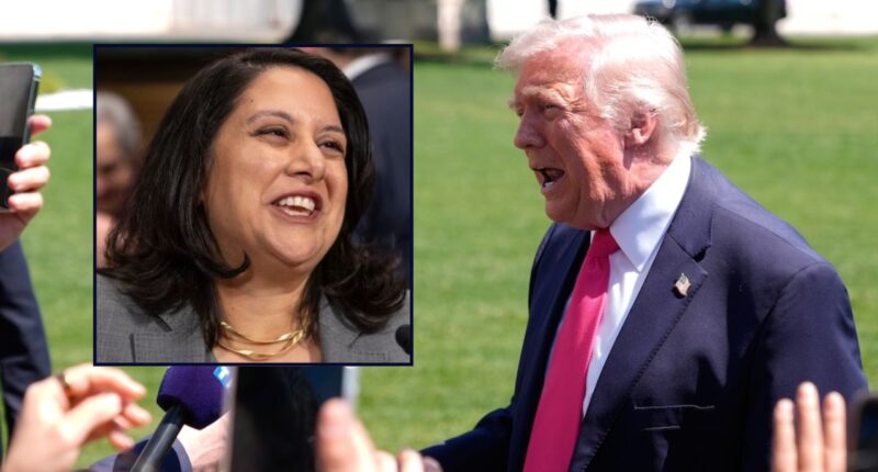 Neomi Rao inset against Donald Trump.