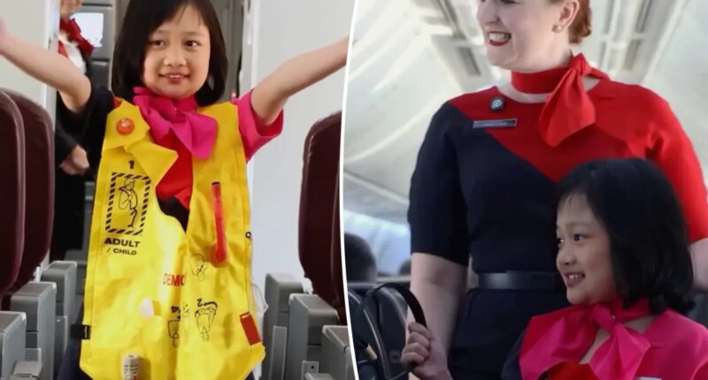 Aussie girl, 12, living her dream as Qantas cabin crewmember for a day after overcoming end-stage medical illness