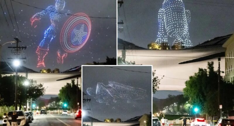 Captain America, R2-D2 fly above Lucas Museum of Narrative Art on opening night in dazzling drone light show: Photos