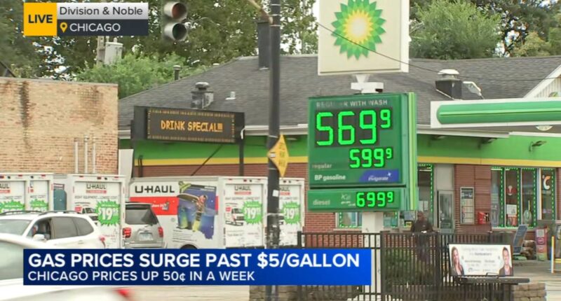 Chicago gas prices climb above $5 per-gallon, according to GasBuddy survey