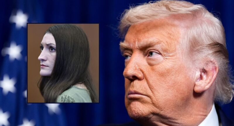 Lindsay Clancy inset against Donald Trump