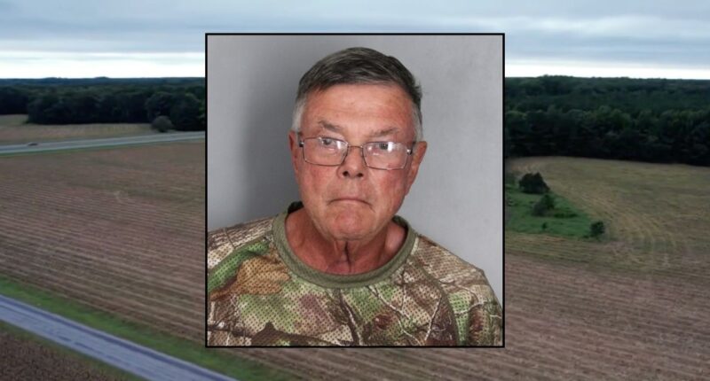 Inset: Walter Moorhead (Delaware State Police). Background: The area where Moorhead allegedly killed a woman he believed was a deer (WCAU).