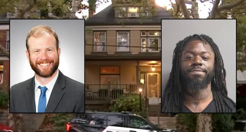 Inset, left to right: Dr. Idris Evans (UPMC) and Elijah Hemingway (Volusia County Sheriff's Office). Background: The home where Hemingway allegedly killed Evans (WPXI).
