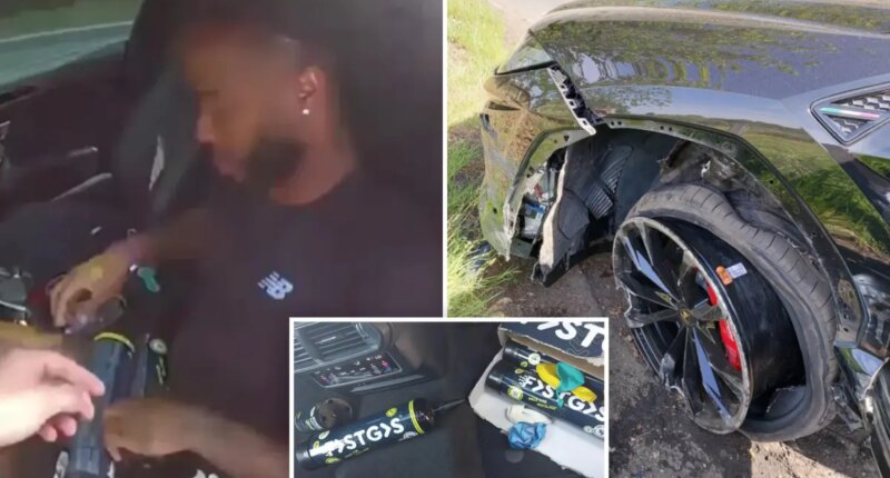 England soccer star Raheem Sterling seen with gas canisters after crashing $360K Lambo