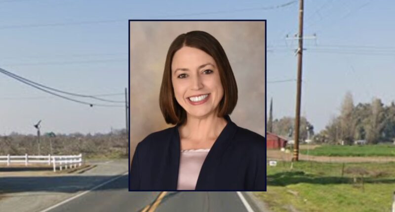 Judge Kendra Weber inset against a roadway in California.