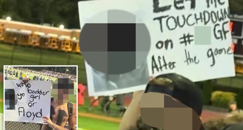Long Island high schoolers taunt football rivals with sickening signs with girlfriend's pictures, names