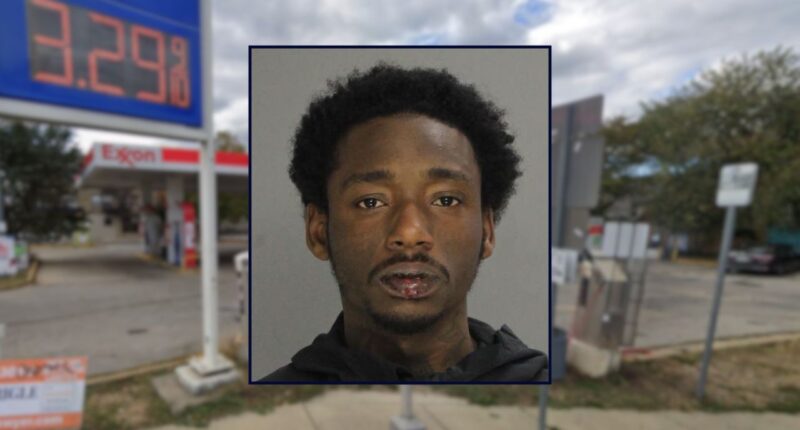 Khabir Smith appears inset against a gas station in Pennsylvania.