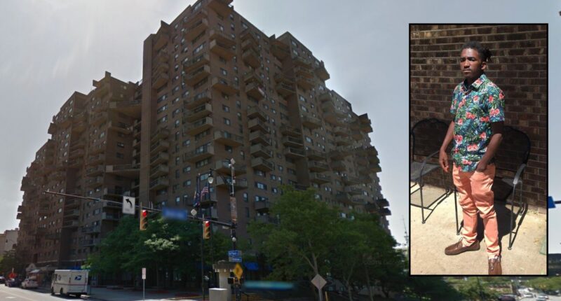 Inset: Timothy Green (Center for Disability Rights). Background: The apartment building where Green's mother allegedly starved him to death (Google Maps).