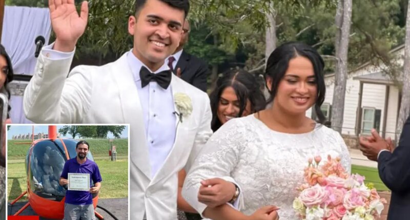 New bride was trapped under dead husband for hours when chopper crashed taking them from wedding: lawsuit