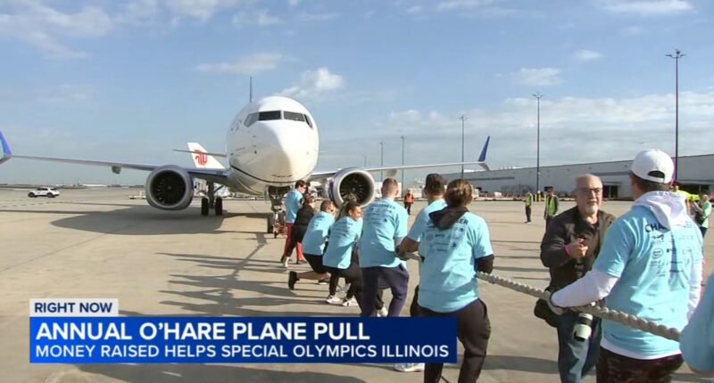 O'Hare Plane Pull: More than 110 teams pull United Airlines 737 for Special Olympics Illinois at Chicago airport