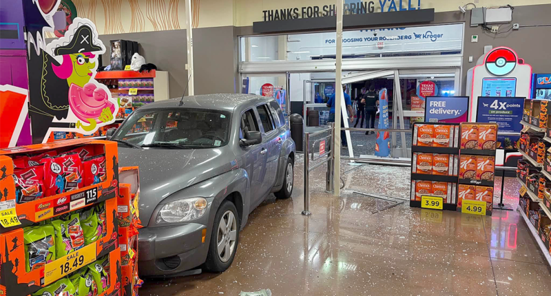 Texas man arrested after 'intentionally' crashing into a closed Kroger to use bathroom: cops