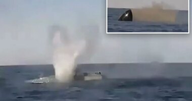 Ukraine and Russia clash in 'first-ever' drone battle at sea, video shows