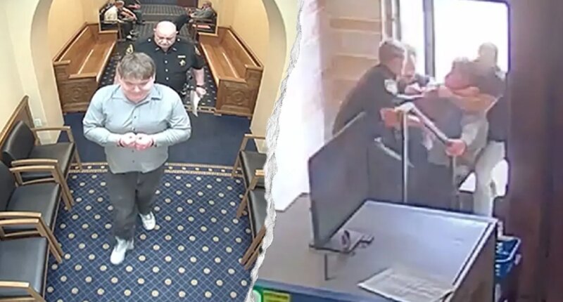 WATCH: Handcuffed inmate breaks free, punches deputy in wild courthouse escape attempt