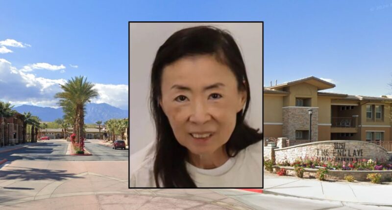 Inset: Vicky Kyung Mi Kim (RSO). Background: The gated community where Kim allegedly killed her husband (Google Maps).