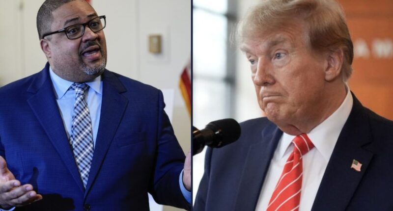 Alvin Bragg and Donald Trump, left to right.