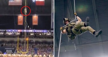 Air Force commando crashes to ground from 170-foot ceiling at UTSA game
