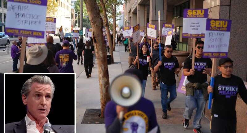 California state workers walk off the job in historic strike