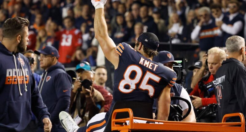 Chicago Bears tight end Cole Kmet out for season after knee injury against New England Patriots; fans react to loss