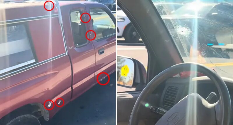 Driver who tried to stop Oregon school shooter shows bullet hole-riddled truck